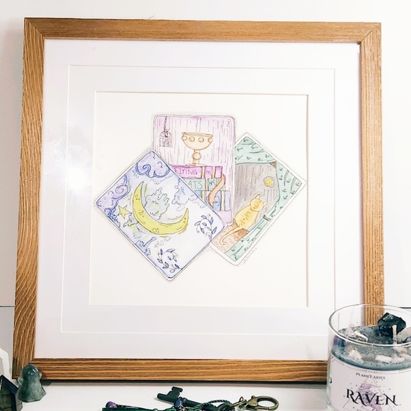 GalleyandOar Other - Tarot, Watercolor, Hand painted, original,  framed, signed, art